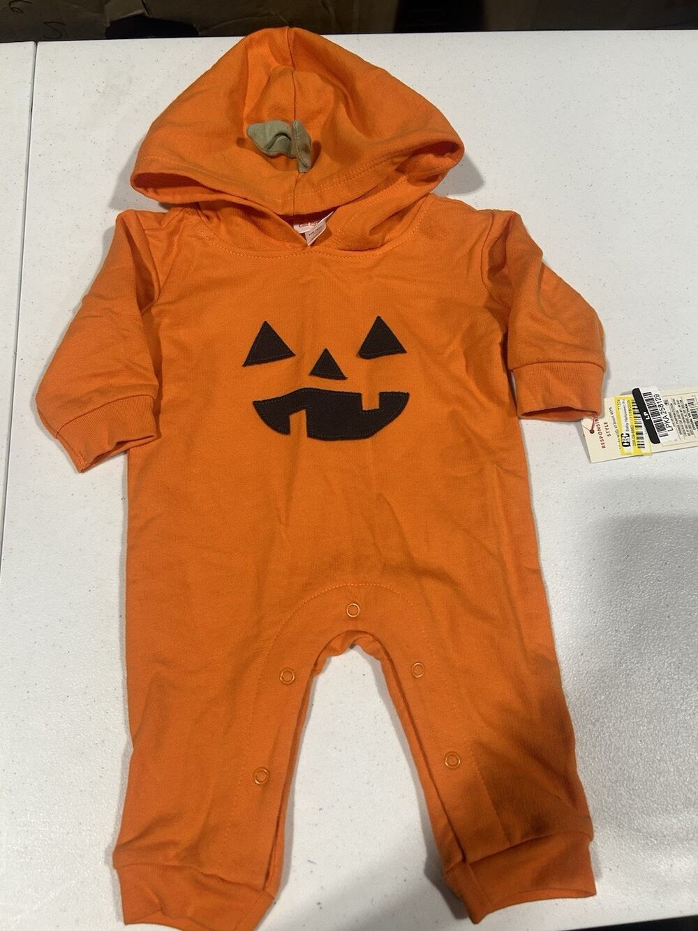 New Carters Baby Pumpkin Costume Newborn Hooded Cozy Jumpsuit Halloween